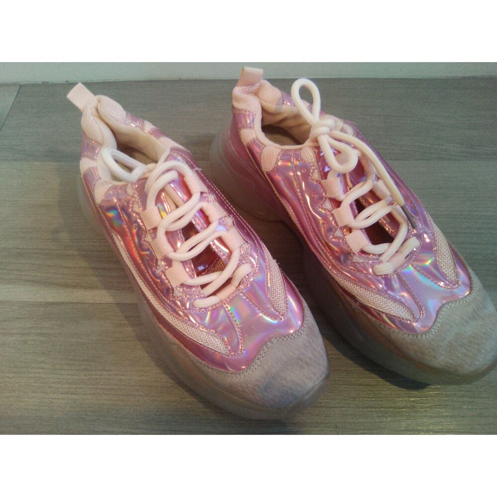 La Sheelah Women's Electric Pink, Clear Gummy Sole Fashion Sneakers, Size 9 (W)